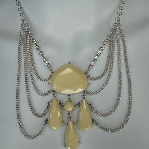 Costume Jewelry, OS, Silver with Cream Colored Stones